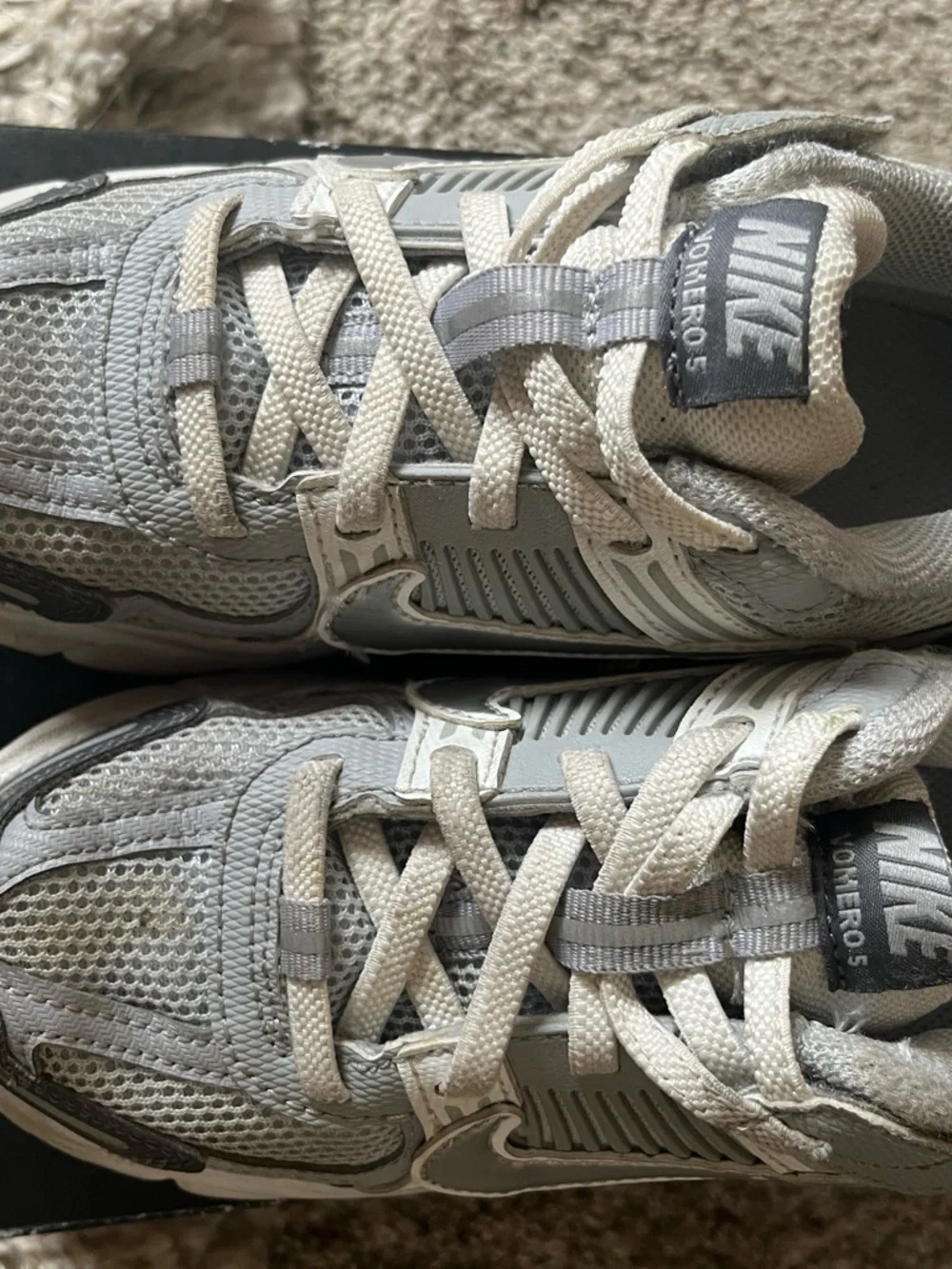 Nike Kids White and Gray Mesh Lace-Up Sneakers